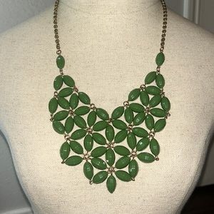 J. CREW Vintage Green Lucite Flower Bib Necklace